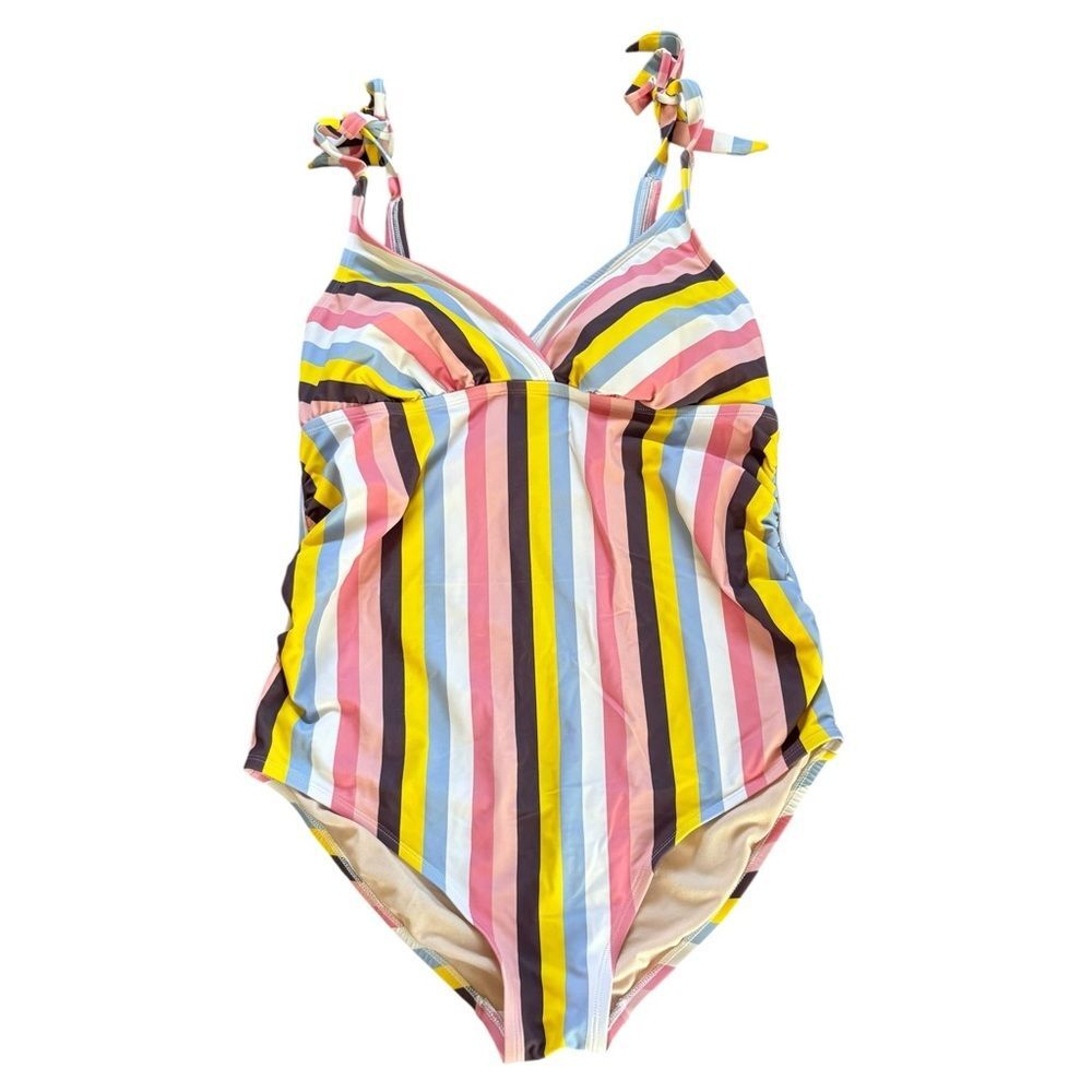 Isabel Maternity by Ingrid & Isabel Multicolor Striped One Piece Swimsuit Large